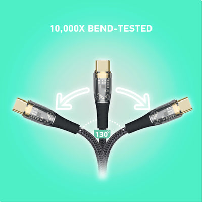 100W Transparent Cable C to C Black C-B200TR