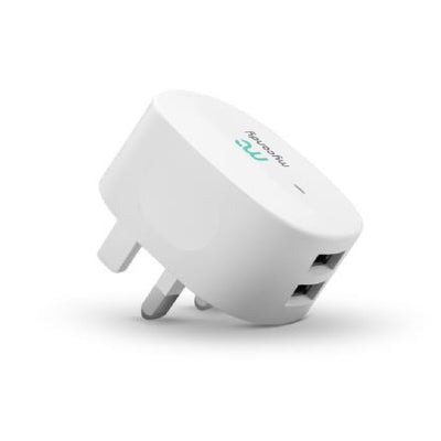 3.4A DUAL USB TRAVEL CHARGER WITH MFI LIGHTNING 1M WHITE