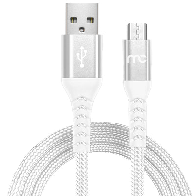 USB A TO MICRO USB CHARGE AND SYNC BRAIDED CABLE 1.2M WHITE