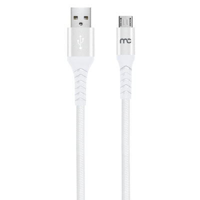 USB A TO MICRO USB CHARGE AND SYNC BRAIDED CABLE 1.2M WHITE