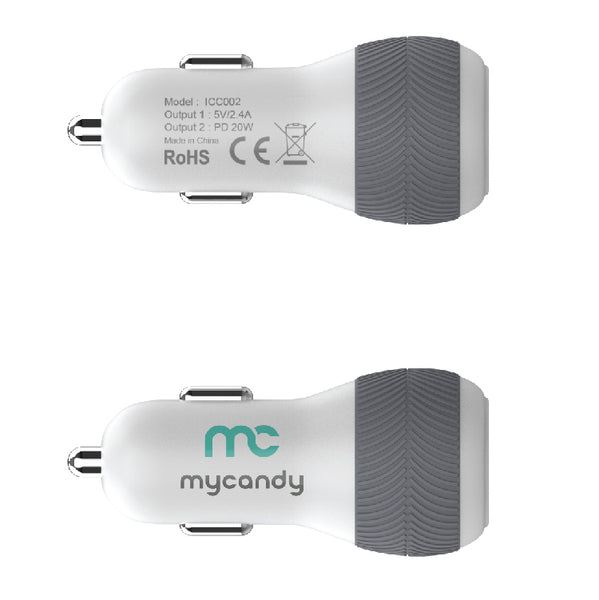 32W Dual TypeC & USB Car Charger With TypeC To Lightning Cable My Candy Tech