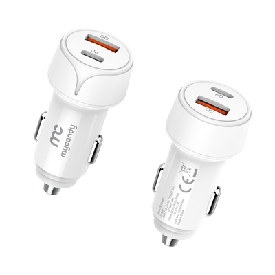 20W Dual Output Car Charger with Type-C to Lightning Cable