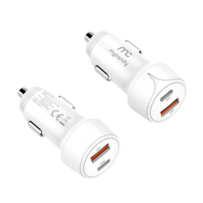 20W Dual Output Car Charger with Type-C to Lightning Cable