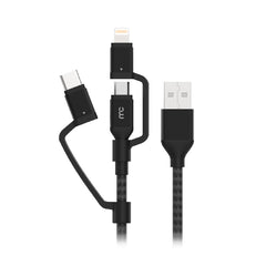 Cable 3w1 1m USB - Micro USB + Lightning + USB-C Denmen D05E black
