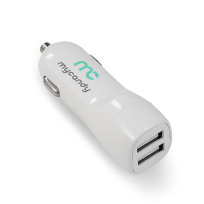 3.4A DUAL USB CAR CHARGER WITH MFI LIGHTNING CHARGER 1M WHITE