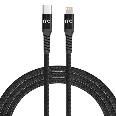 USB C TO MFI LIGHTNING CHARGE AND SYNC BRAIDED CABLE 1.2M BLACK