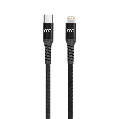 USB C TO MFI LIGHTNING CHARGE AND SYNC BRAIDED CABLE 1.2M BLACK
