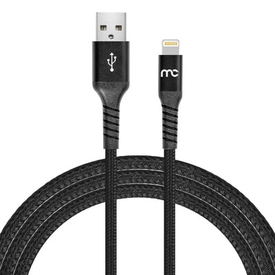 USB A TO MFI LIGHTNING CHARGE AND SYNC BRAIDED CABLE 1.2M BLACK