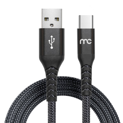 USB A TO TYPE C CHARGE AND SYNC BRAIDED CABLE 1.2M BLACK