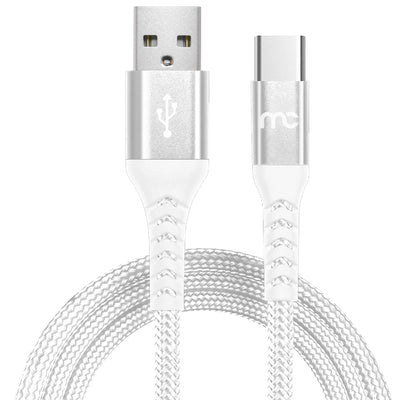 USB A TO TYPE C CHARGE AND SYNC BRAIDED CABLE 1.2M WHITE