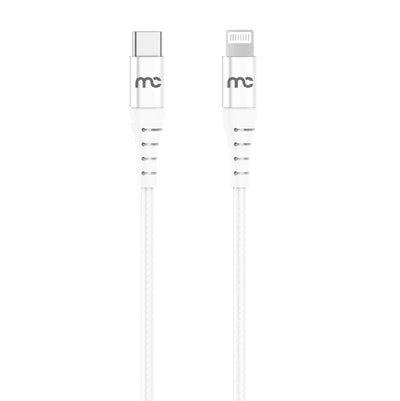 USB C TO MFI LIGHTNING CHARGE AND SYNC BRAIDED CABLE 1.2M WHITE