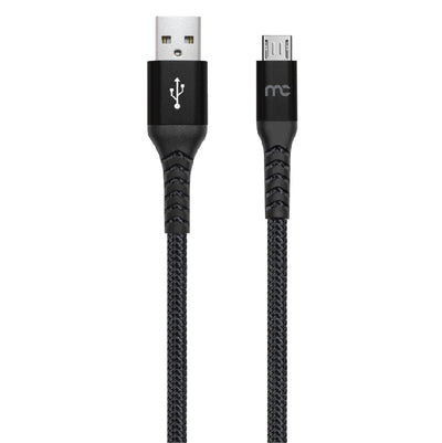 USB A TO MICRO USB CHARGE AND SYNC BRAIDED CABLE 1.2M BLACK