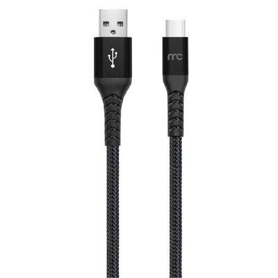 USB A TO TYPE C CHARGE AND SYNC BRAIDED CABLE 1.2M BLACK
